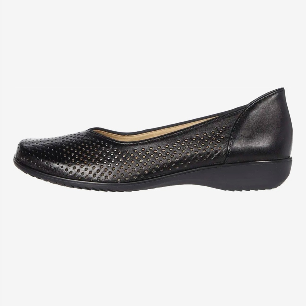 New Ara Black Leather Avril Slip-On Ballet Flats sz 7.5